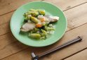 サワラの幽庵焼き　春野菜あんかけ添え