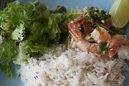 クミンライスとエビのスパイスソテー