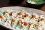 そら豆とエビの皿ワンタン新玉ねぎタレ